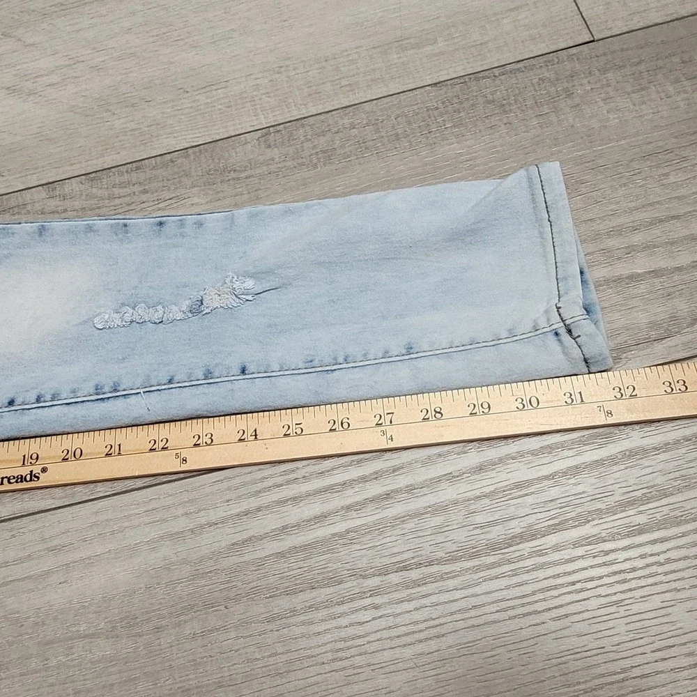 🔥Rebel Love Womens Skinny‎ Jeans 5/6 Distressed Blue Denim Y2K Retro Patches